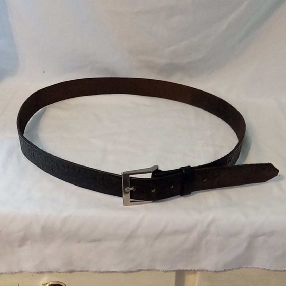 Genuine Hand Tooled Floral Engraved Full Grain Leather Belt